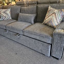 Brand new gray chenille sofa sleeper (86" x 61")