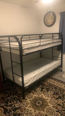 Black Metal Twin BunkBed Frame &  only 1 mattress