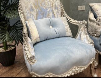 French Rococo Blue Sofa Set