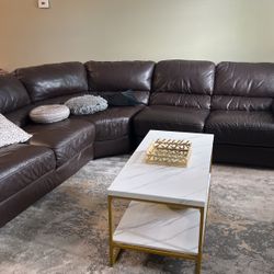  Couch 100 Percent Pure leather Like New Beautiful Brown Wine color