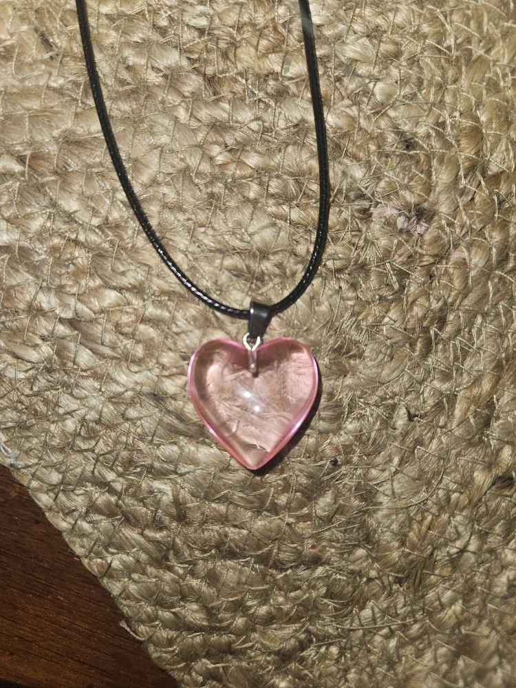 Necklace With Pink Heart Charm