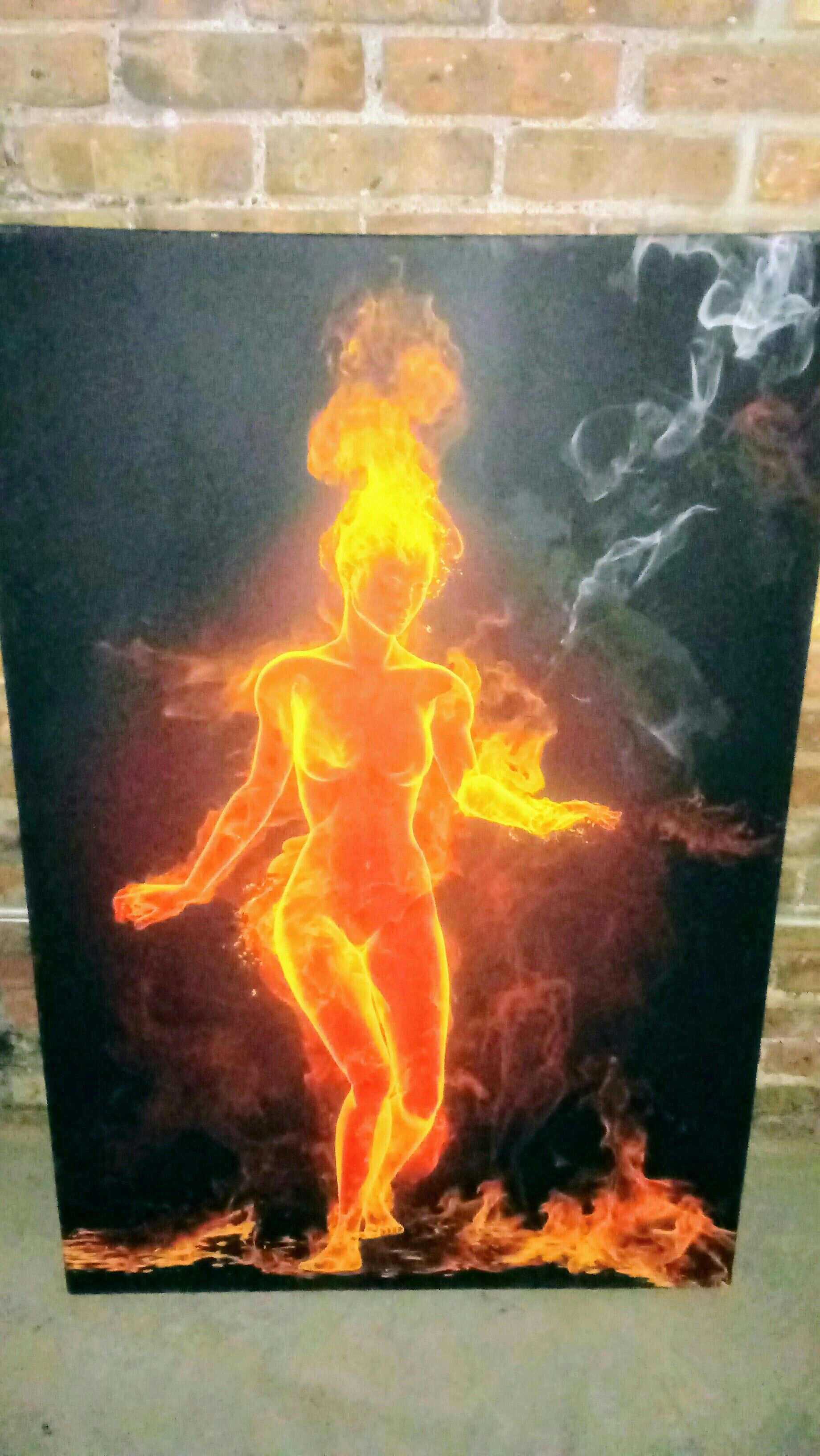 Framed Woman on Fire (Original) Bought this painting in Paris, France for $1,500