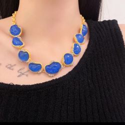 18k gold vintage retro style womens chain necklace gift