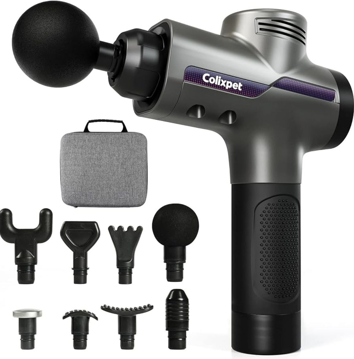 Massage Gun Portable Body Muscle Massager Gun Deep Tissue Professional Back Massager for Pain Relief 30 Speed High-Intensity LCD Touch Screen with 8