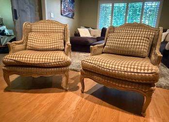 Pair of French Provincial Bergère Accent Chairs
