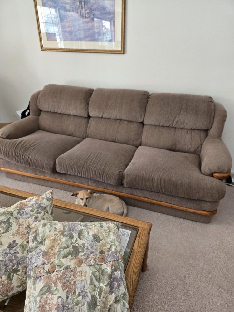 Sofa couch set of 2 Brown Velour Soft