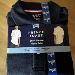 New 2 pack Size 10/12 French Toast Short Sleeve Pique Polo