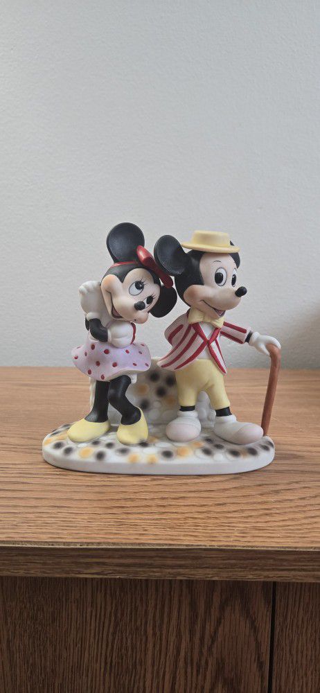 Walt Disney Couple Love Mickey with Cane Minnie Mouse Porcelain Figurine