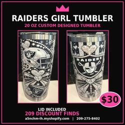 Raiders Girl Custom Designed Tumbler - 20 oz