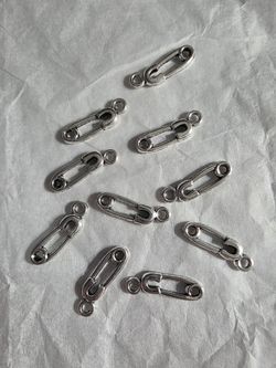 Silver Safety Pin Charms – Set of 10