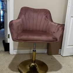 Rose Velvet Adjustable Swivel Accent Chair with Gold Base 