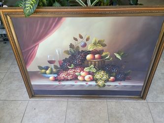 Still Life with Fruit — Large Oil on Canvas, 48×36"