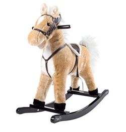 Rocking Horse Plush Animal on Wooden Rockers with Sounds