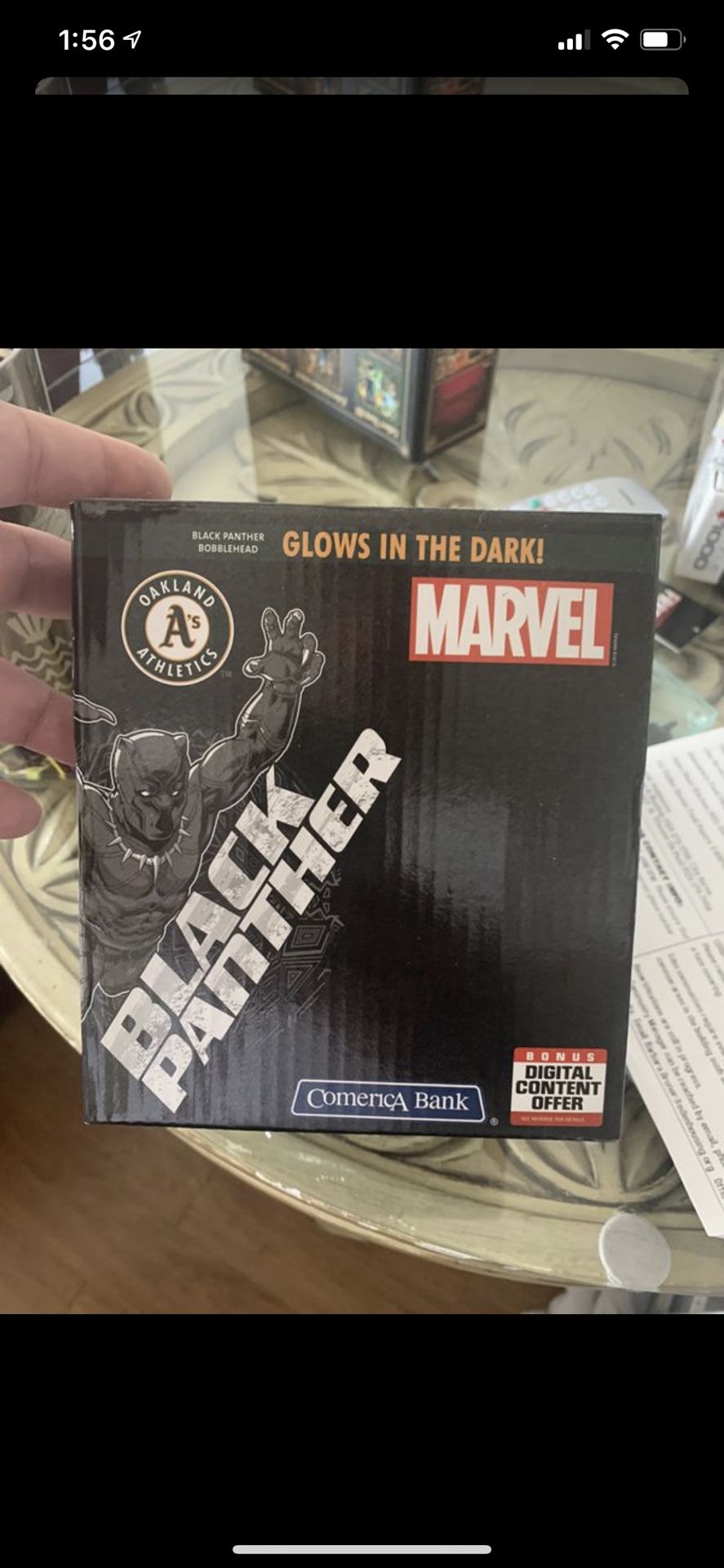 Black panther glow in the dark bobblehead