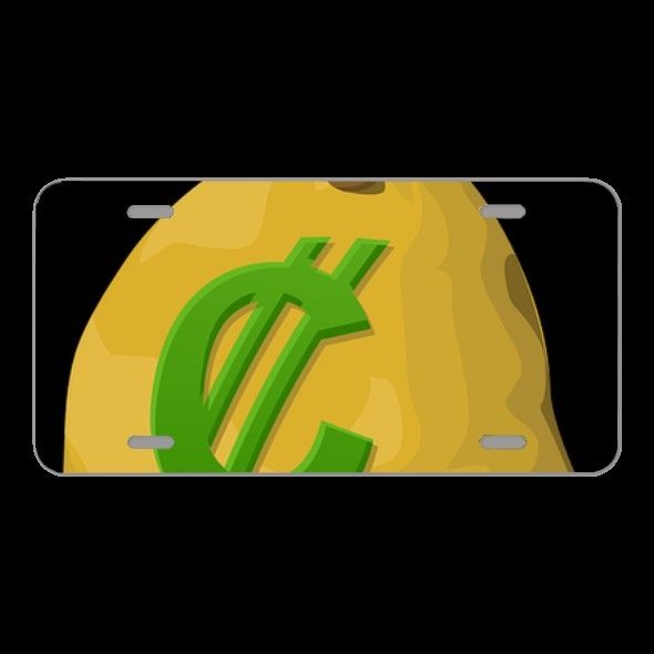 License Plate Novelty Car Front Money Bag Cash Currency Wealth