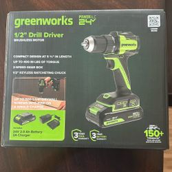 Greenworks POWERALL 24V Cordless Brushless Drill/Driver with 2Ah Battery