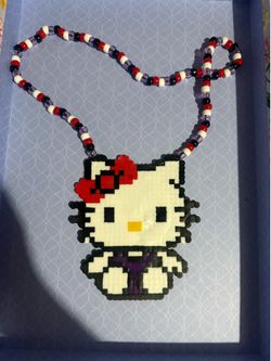 Hello kitty PERLER Kandi necklace festivals raves