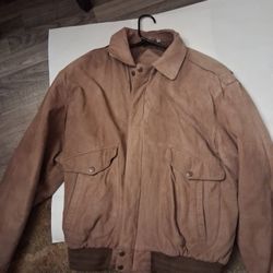 Roundtree And Yorke Brown Tan Leather Jacket L