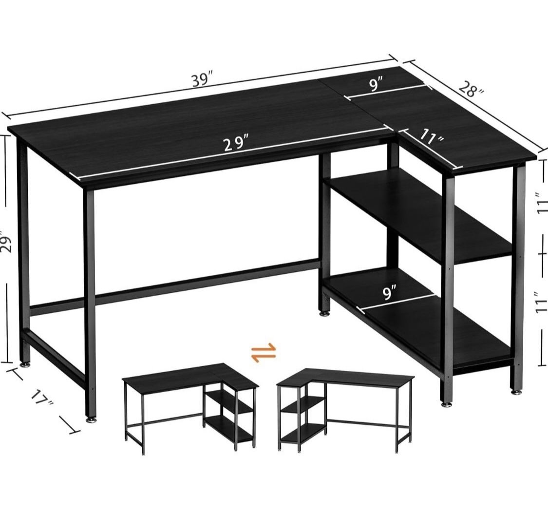 L Shape Office Desk Color Dark Brown