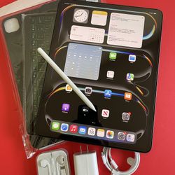 Apple IPad Pro 13”  (M4 chip /OLED display/ 2024 Newest ) 512GB with keyboard, pen & Accessories 