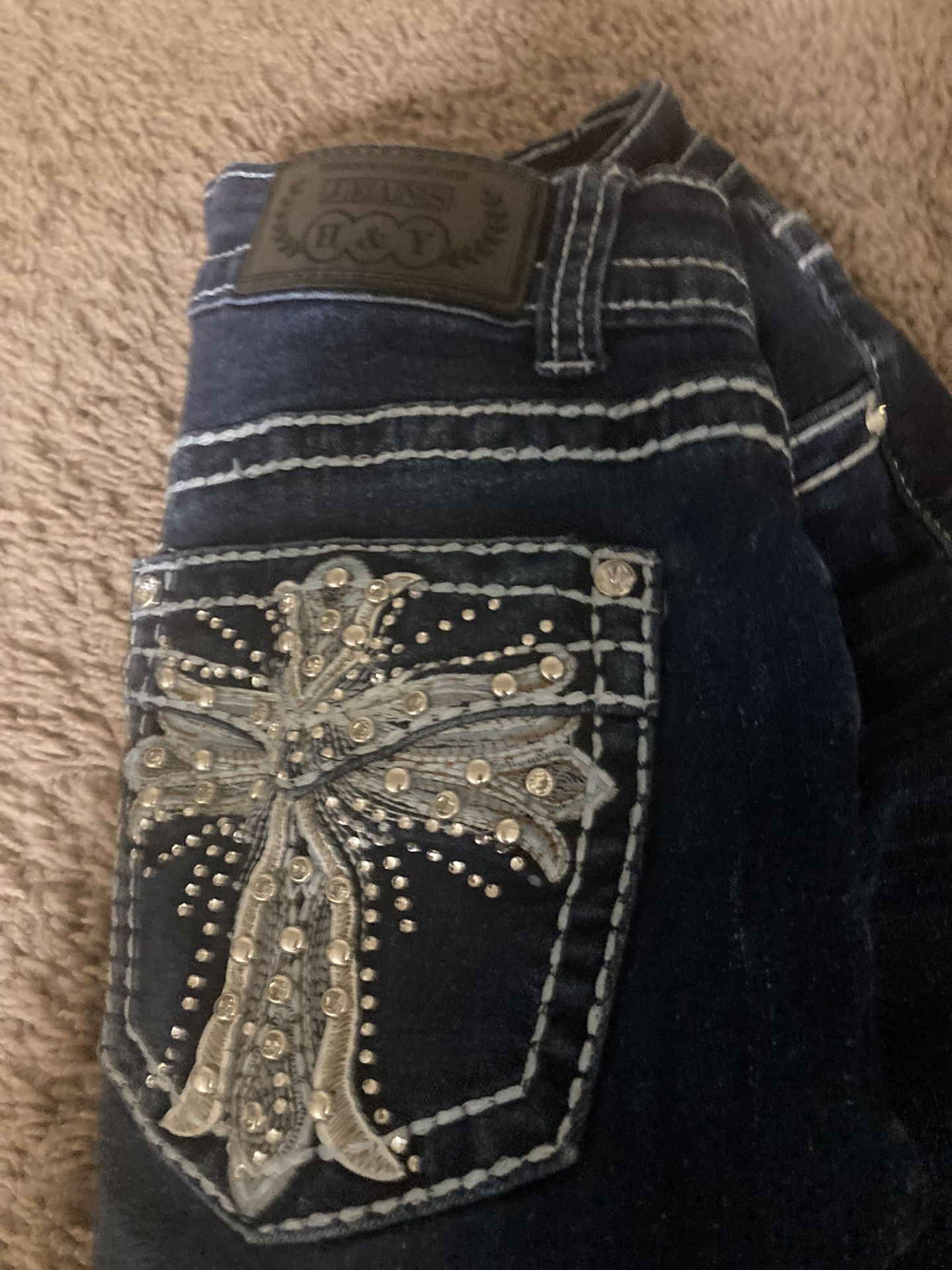 bedazzled flared jeans
