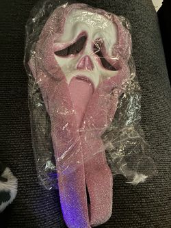 Ghostface Scream Mask with Pink Hood