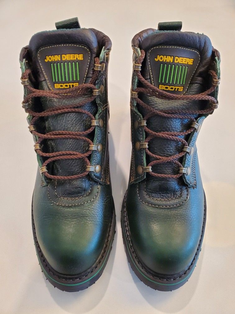 John Deere Leather Work Boots 9.5 Mens