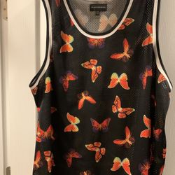 Men’s No Boundaries Brand Sport Tank Shirt Size 3XL, W/ Butterfly’s Design, Performance Material, Accent Trim