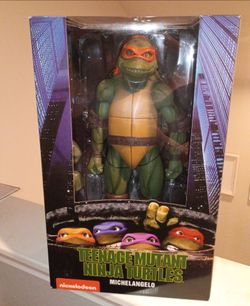 NECA TMNT 1990 Movie Michelangelo 1/4 Scale 16.5" Figure. (3)