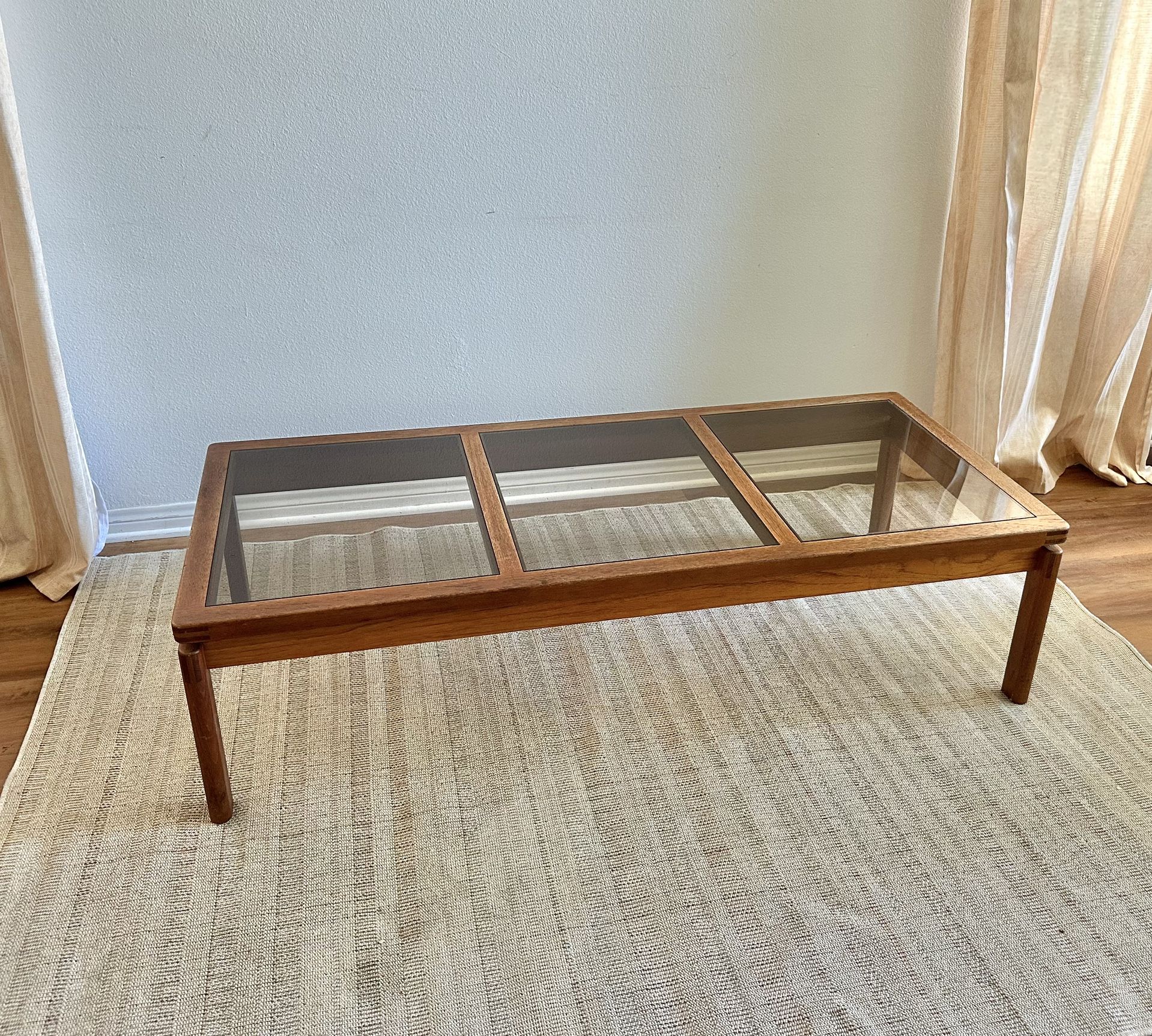 Mid Century Modern Table Glass Teak