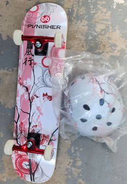 Punisher Skateboard with Matching Helmet