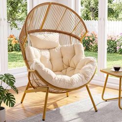 Egg Chair for Outdoor & Indoor, Oversized Patio Wicker Chair