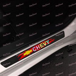 4PCS Carbon Car Door Scuff Sill Cover Panel Step Protector For Chevy Chevrolet -(3-SDSR-CHEVY-NEO