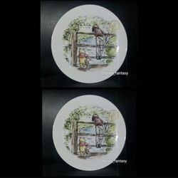 Disney Winnie The Pooh 95 Years Exploring a Classic Ceramic Salad Plate Set of 2
