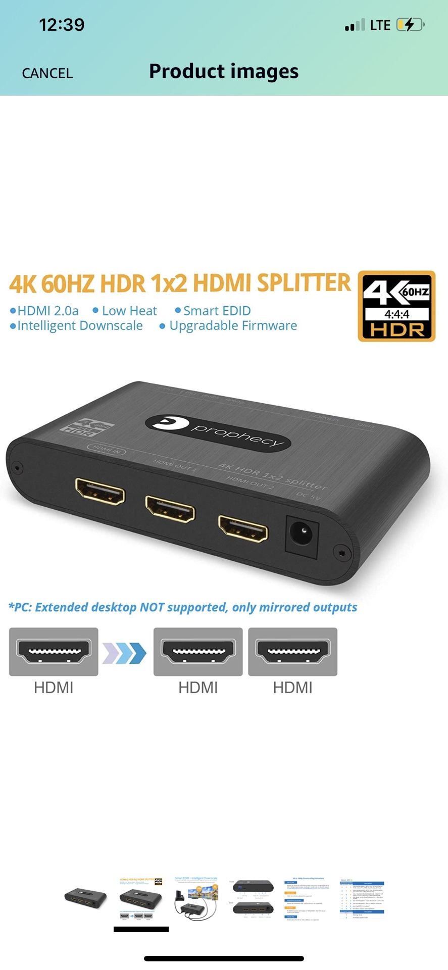 gofanco Prophecy Intelligent 1x2 HDMI Splitter 4K 60Hz HDR – 4K @60Hz 4:4:4, 18Gbps, Auto Downscale, HDMI 2.0a, HDCP 2.2, 3D, EDID, Cascadable, Firmwa