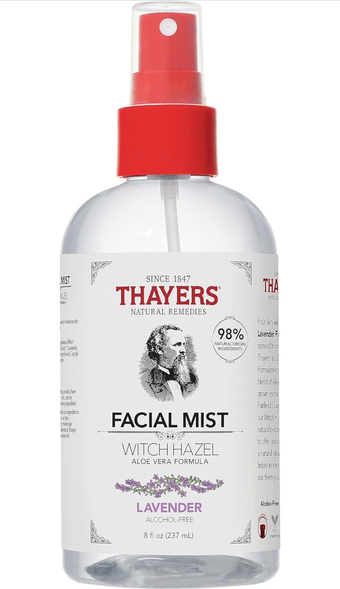 THAYERS Alcohol-Free Witch Hazel Facial Mist Toner with Aloe Vera, Lavender, 8 Ounce