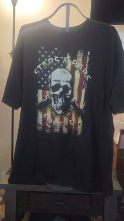 Brandnew-(2X) Black Stars & Bars Forever T-shirt with skull