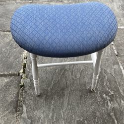 Wooden Blue upholstered Stool H19” L20”W12”