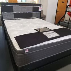 Queen Size – Blacktoft Black & Silver Mirror Panel Bed
