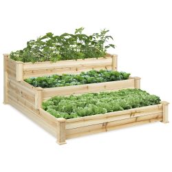 3-Tier Wooden Raised Vegetable Garden Bed Planter