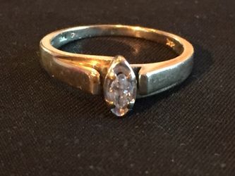 14k solid gold anillo de compromiso de diamanté