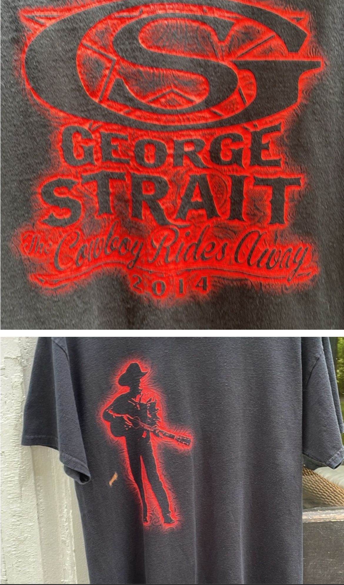 George Strait vintage 2014 concert T-shirt. The cowboy rides away tour.