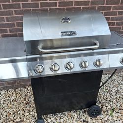 TOP RATED NEXGRILL 5 BURNER PROPANE GAS GRILL IN STAIN STEEL WITH SIDE BURNER AND  RACK AND COVER 