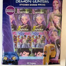 K POP Demon Hunters - Valentines Day Edition Sticker Exchange Packs (16 PC)  Licensed 
