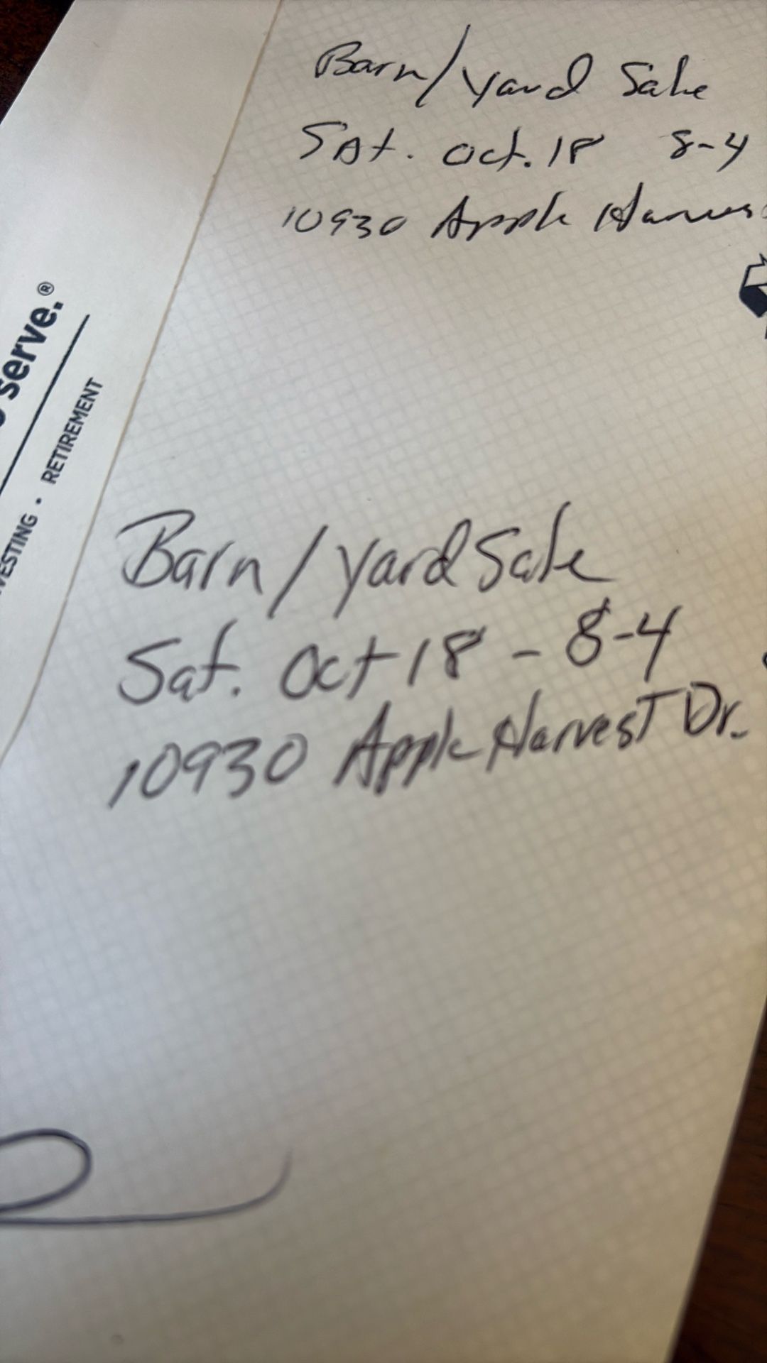 Barn/Yard Sale  10/18. 8-4