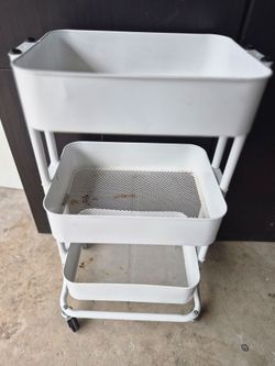 White 3-Tier Metal Rolling Cartcart