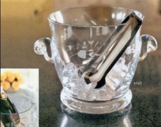 TWO ICE BUCKET WITH/ TONGS VTG PRINCESS HOUSE CRYSTAL HERITAGE 8” IN and 7” IN