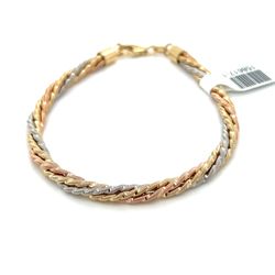 14kt Gold Tri Color Hollow Twist Bracelet 9.90grams 7 1/2” 158617 1