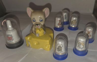 Vintage Wade Club Wisconsin 1997 Mouse Plus Bell & 6 Thimble Whimbles:2 Foxes, Puss, Friar, 3 Bears, Mouse