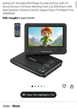 Pofoto 9.5" Portable DVD Player with 7.5" Swivel Screen
